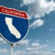 California - Interstate roadsign illustration with the map of California