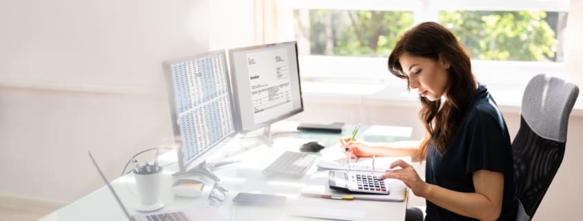 A woman working