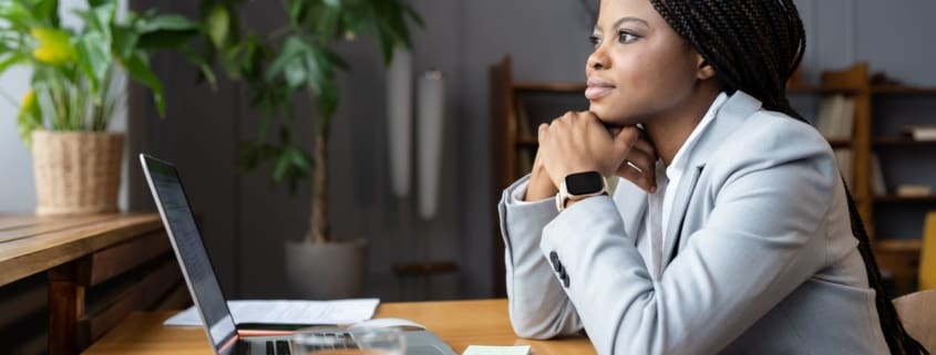 Woman using a laptop