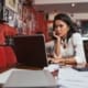 Woman looking at a laptop